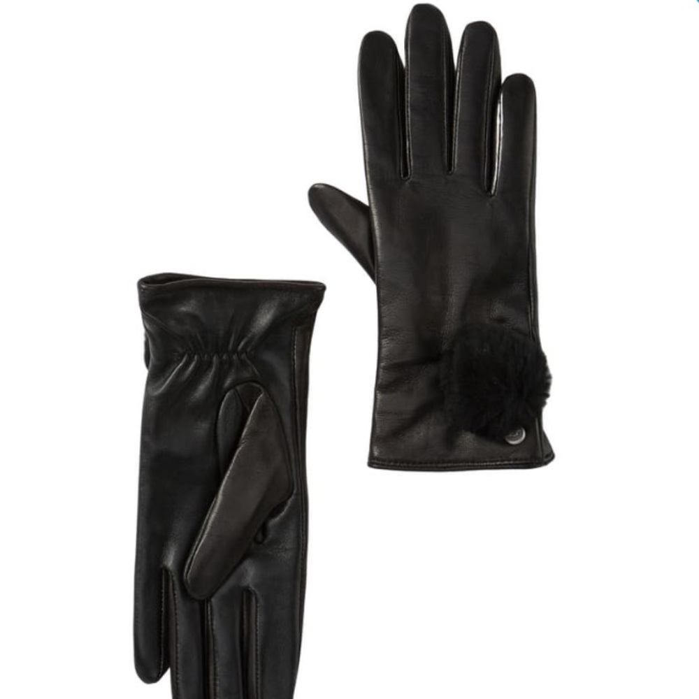 UGG LEATHER POM GLOVE